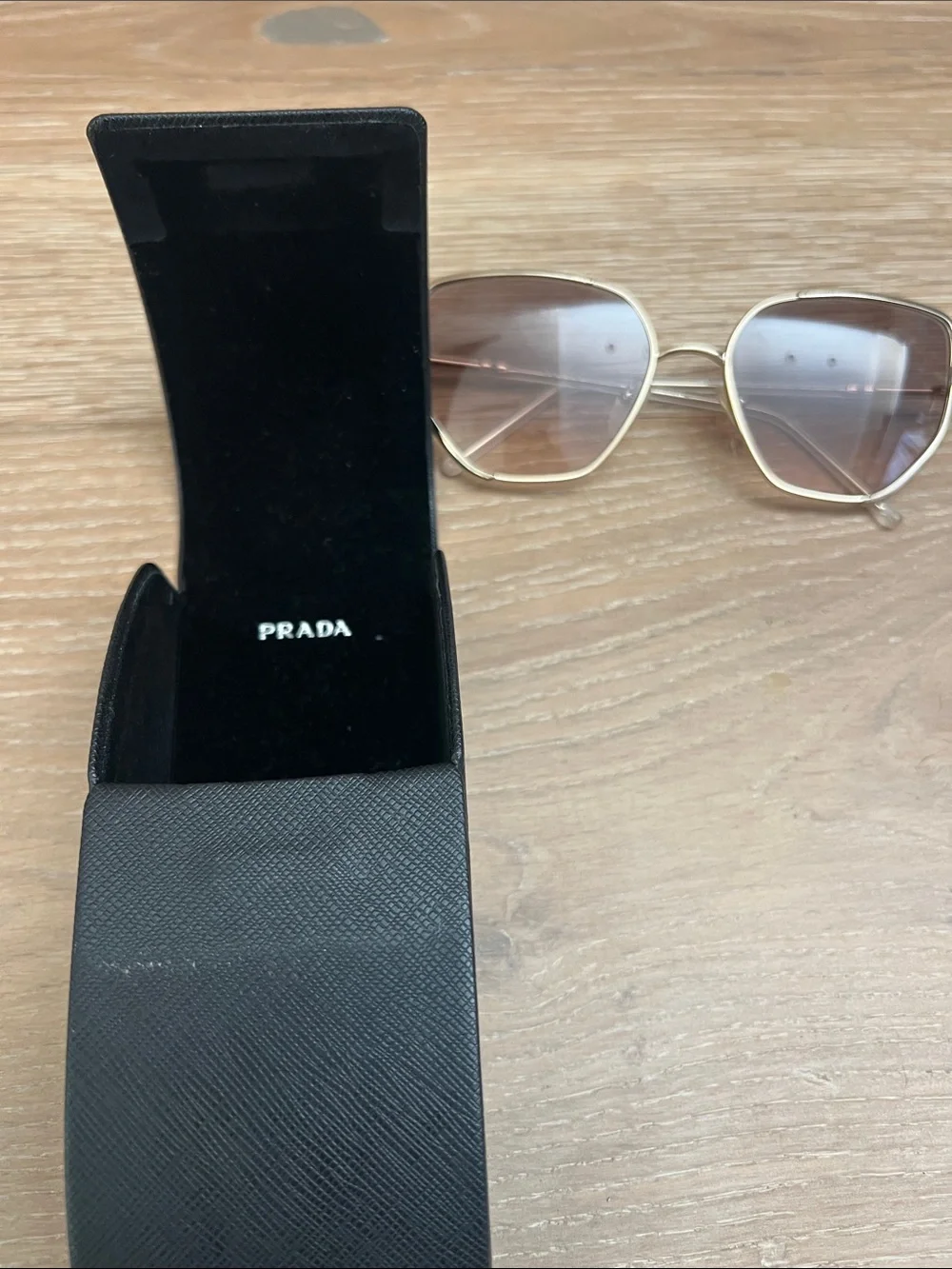 Prada Cat Eye Gold Frame Sunglasses with Brown Gradient Lenses